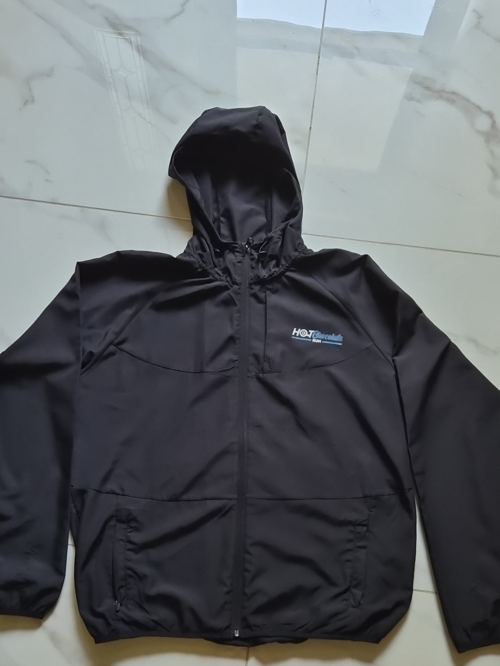 Hot Chocolate Run Black Hooded Windbreaker Jacket